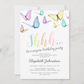 Invitation Pastel Rainbow Butterlfies Surprise fête d'anniver (Devant)
