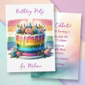 Invitation Pastel Rainbow Cake | Fête d'anniversaire
