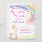 Invitation Pastel Rainbow Cat Unicorn Baby shower (Devant)