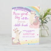 Invitation Pastel Rainbow Cat Unicorn Baby shower (Debout devant)