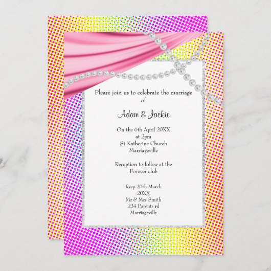 INVITATION PASTEL RAINBOW CIRCUS MARIAGE (Devant / Derrière)