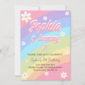 Invitation Pastel Rainbow Daisy Flower Anniversaire (Devant)