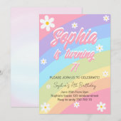 Invitation Pastel Rainbow Daisy Flower Anniversaire (Devant / Derrière)