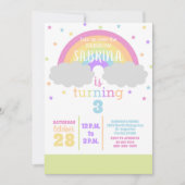Invitation Pastel Rainbow et Stars Anniversaire Fête Invitati (Devant)