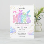 Invitation Pastel Rainbow Glitter Lettering Gender Reveal  (Debout devant)