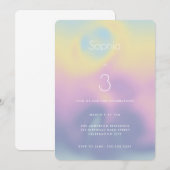 Invitation Pastel Rainbow Holographic Anniversaire de enfant  (Devant / Derrière)