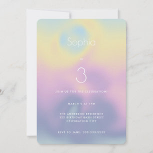 Invitation Pastel Rainbow Holographic Anniversaire de enfant 