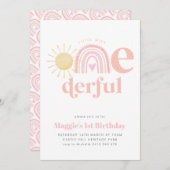 Invitation Pastel Rainbow Little Miss ONEderful 1er anniversa (Devant / Derrière)