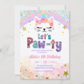 Invitation Pastel Rainbow Magical Caticorn Birthday (Devant)