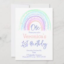 Pastel Rainbow Minimalist Girl 1er anniversaire