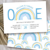 Invitation Pastel Rainbow One Boys 1er Anniversaire