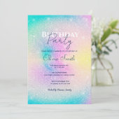 Invitation Pastel Rainbow Parties scintillant dégradé (Debout devant)