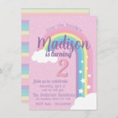 Invitation Pastel Rainbow Pink (Devant / Derrière)