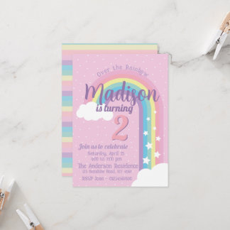 Invitation Pastel Rainbow Pink