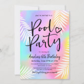 Invitation Pastel Rainbow Piscine Anniversaire (Devant)