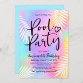 Invitation Pastel Rainbow Piscine Anniversaire (Devant / Derrière)