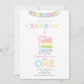 Invitation Pastel Rainbow Première fête d'anniversaire (Devant)