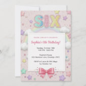 Invitation Pastel Rainbow Sequin Glitter Girl 6th Birthday (Devant)