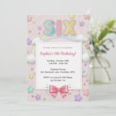 Invitation Pastel Rainbow Sequin Glitter Girl 6th Birthday (Debout devant)