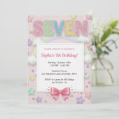 Invitation Pastel Rainbow Sequin Glitter Girl 7th Birthday (Debout devant)