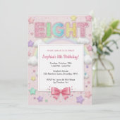 Invitation Pastel Rainbow Sequin Glitter Girl 8th Birthday (Debout devant)