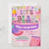 Invitation Pastel Rainbow Sequin Indoor Playground Birthday (Devant)