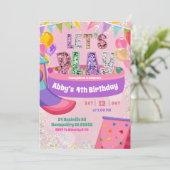 Invitation Pastel Rainbow Sequin Indoor Playground Birthday (Debout devant)