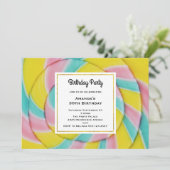 Invitation Pastel Rainbow Spiral Candy Anniversaire (Debout devant)