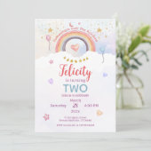 Invitation Pastel Rainbow Tie Dye Birthday (Debout devant)