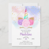 Invitation Pastel Rainbow Unicorn Anniversaire (Devant)