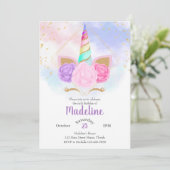 Invitation Pastel Rainbow Unicorn Anniversaire (Debout devant)