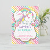 Invitation Pastel Rainbow Unicorn Anniversaire Fête Invitatio (Debout devant)