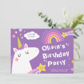 Invitation Pastel Rainbow Unicorn Anniversaire Fête Invitatio (Debout devant)