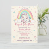 Invitation Pastel Rainbow Unicorn Baby shower (Debout devant)