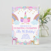 Invitation Pastel Rainbow Unicorn Girls Anniversaire (Debout devant)