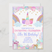 Invitation Pastel Rainbow Unicorn Girls Anniversaire (Devant)