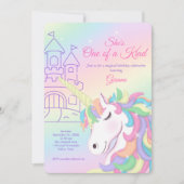 Invitation Pastel Rainbow Unicorn Magical Birthday (Devant)