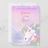 Invitation Pastel Rainbow Unicorn Magical Birthday (Devant)