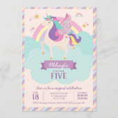 Invitation Pastel Rainbow Unicorn Magique Anniversaire mignon (Devant)