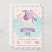 Invitation Pastel Rainbow Unicorn Magique Anniversaire mignon (Devant)