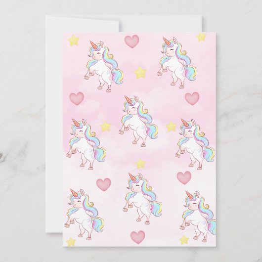 Invitation Pastel Rainbow Unicorn Magique fête d'anniversaire (Dos)
