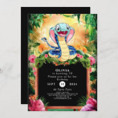 Invitation Pastel Reptiles Serpent Anniversaire (Devant / Derrière)