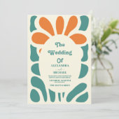 Invitation Pastel Retro Coloré Floral Mariage (Debout devant)