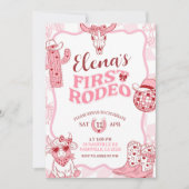 Invitation Pastel Retro First Rodeo Birthday party (Devant)