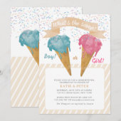Invitation Pastel Retro Glace Cream Genre Revevela Party (Devant / Derrière)