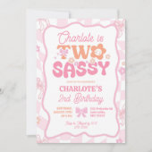 Invitation Pastel Retro Rainbow Two Sassy 2e anniversaire (Devant)