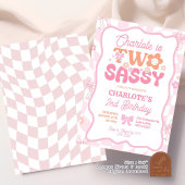 Invitation Pastel Retro Rainbow Two Sassy 2e anniversaire