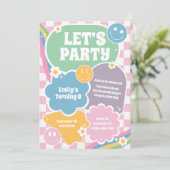 Invitation Pastel Retro Sourires Super Anniversaire (Debout devant)