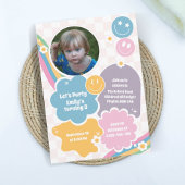Invitation Pastel Retro Sourires Super Photo Anniversaire