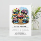 Invitation Pastel Road Monster Truck Anniversaire (Debout devant)